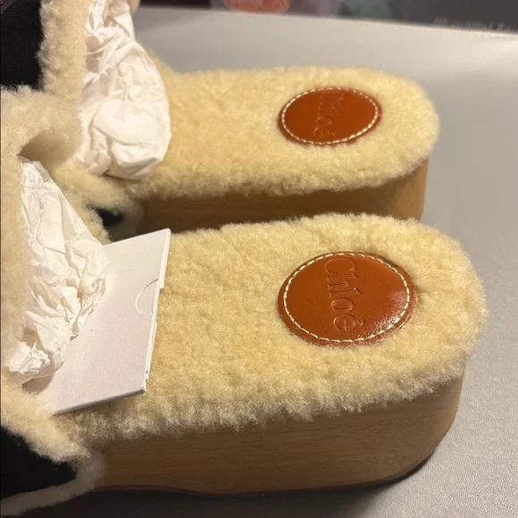 Chloe Black and Cream Mules - Picture 2 of 10